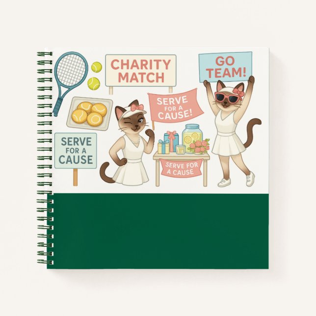 Tennis Fund Raiser für Cat Lovers Notizbuch (Vorderseite)