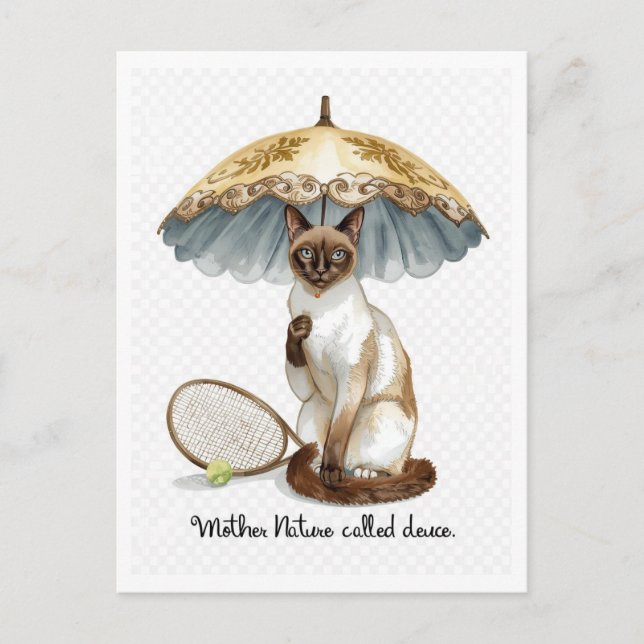 Tennis Funny Sprichwort für Cat Lovers Postkarte (Vorderseite)