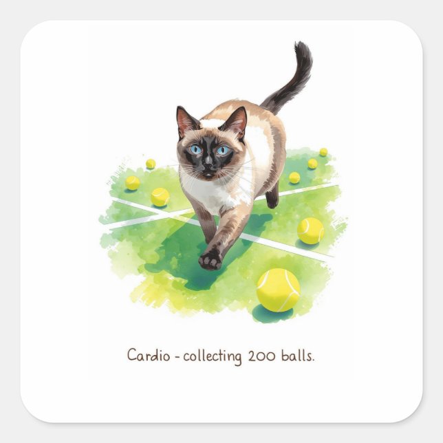 Tennis Funny Sprichwort für Cat Lovers Quadratischer Aufkleber (Vorderseite)