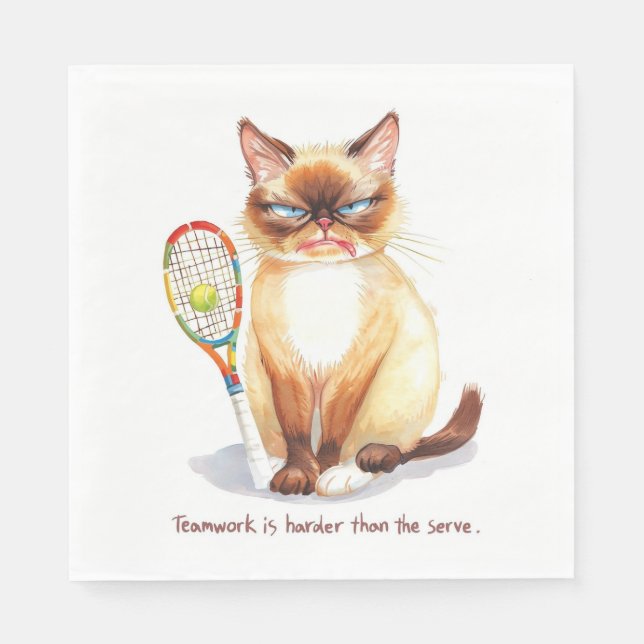 Tennis Funny Sprichwort für Cat Lovers Serviette (Vorderseite)