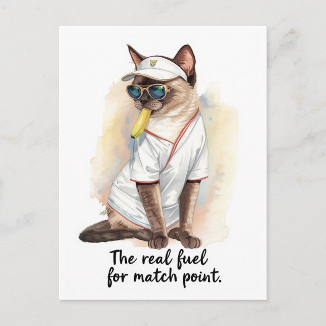 Tennis Funny Sprichwort isst Banane Postkarte (Vorderseite)