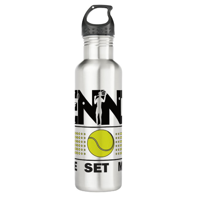 Tennis Game Set Match Edelstahlflasche (Vorderseite)