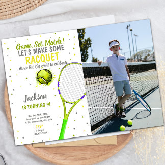 Tennis Geburtstag Einladung mit Foto