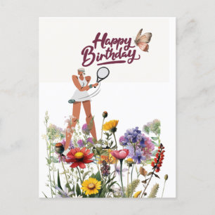 Tennis-Geburtstag für eine Tennisspielerin  Postkarte
