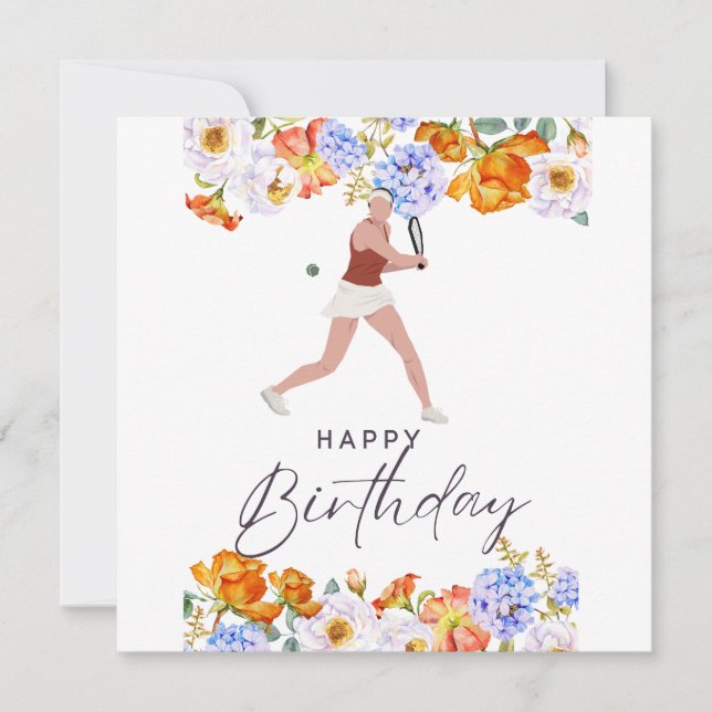 Tennis Geburtstag für weibliche Spieler Postkarte (Vorderseite)