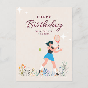 Tennis Geburtstag für weibliche Spieler Postkarte