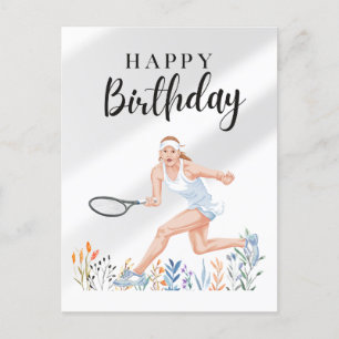 Tennis Geburtstag für weibliche Spieler Postkarte