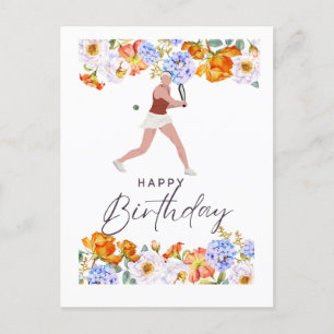 Tennis Geburtstag für weibliche Spieler Postkarte