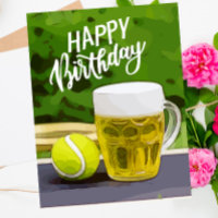 Tennis Geburtstag mit Bier und Ballschläger auf Gr