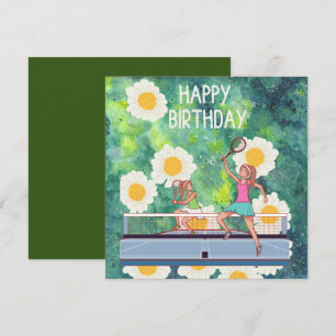Tennis Geburtstag mit Tennis-Player auf Blume Karte