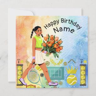 Tennis Geburtstag mit Tennisspielerin Karte