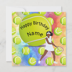 Tennis Geburtstag mit Tennisspielerin Karte