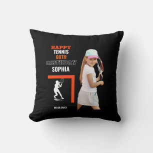 Tennis Geburtstag, Tennis Mädchen Spieler Hintergr Kissen