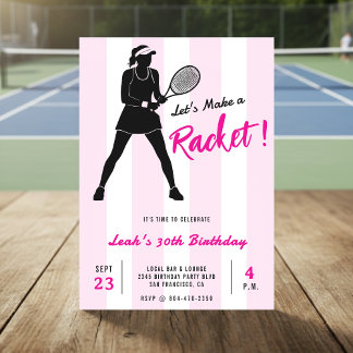 Tennis-Geburtstagsfeier - Mach einen Aufstand Rosa Einladung