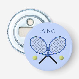 Tennis gekreuzte Schläger Initialen Blaue Flaschen Flaschenöffner