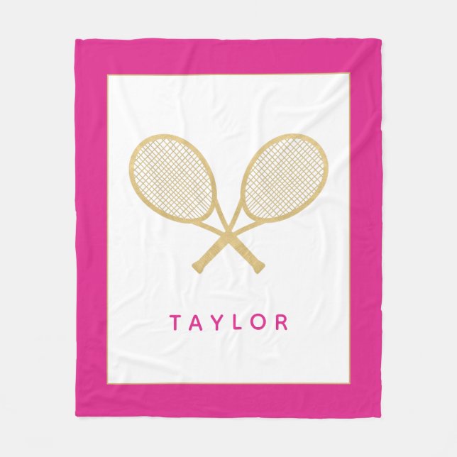 Tennis Geschenk Chic Gold und Rosa Custom Fleecedecke (Vorderseite)