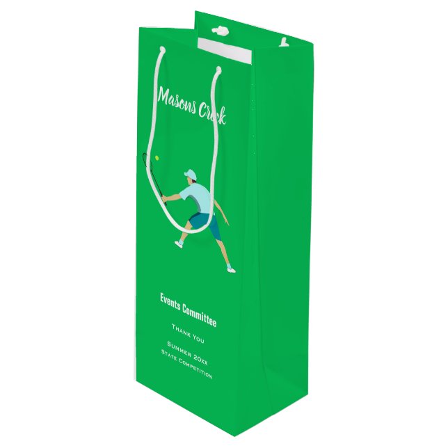 Tennis Geschenktüte Für Weinflaschen (Vorderseite Schrägansicht)