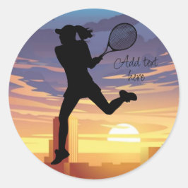 Tennis Girl Player - Spielplatz Runder Aufkleber