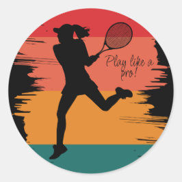 Tennis Girl Player - Spielplatz Runder Aufkleber