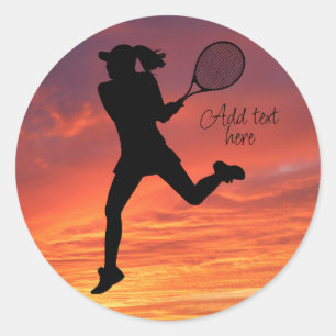 Tennis Girl Player - Spielplatz Runder Aufkleber