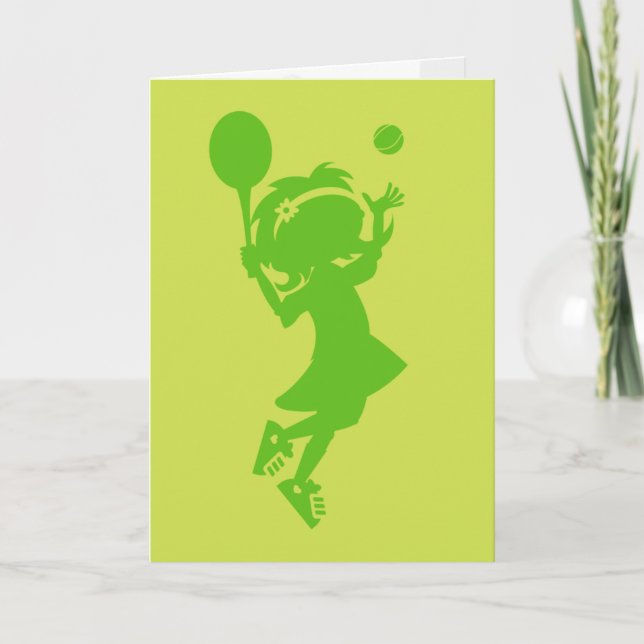 Tennis Girl Silhouette Carte Anniversaire (Devant)