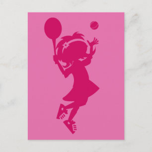 Tennis Girl Silhouette Postcard Postkarte