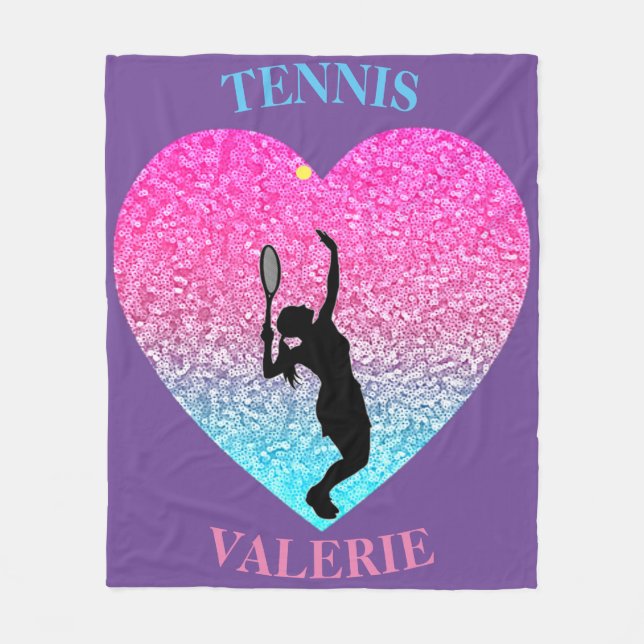 Tennis Girls Fleece Blanket mit Personalisiertem N (Vorderseite)