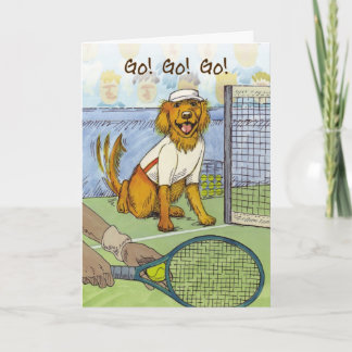 Tennis Golden Retriever - Bonne carte de chance