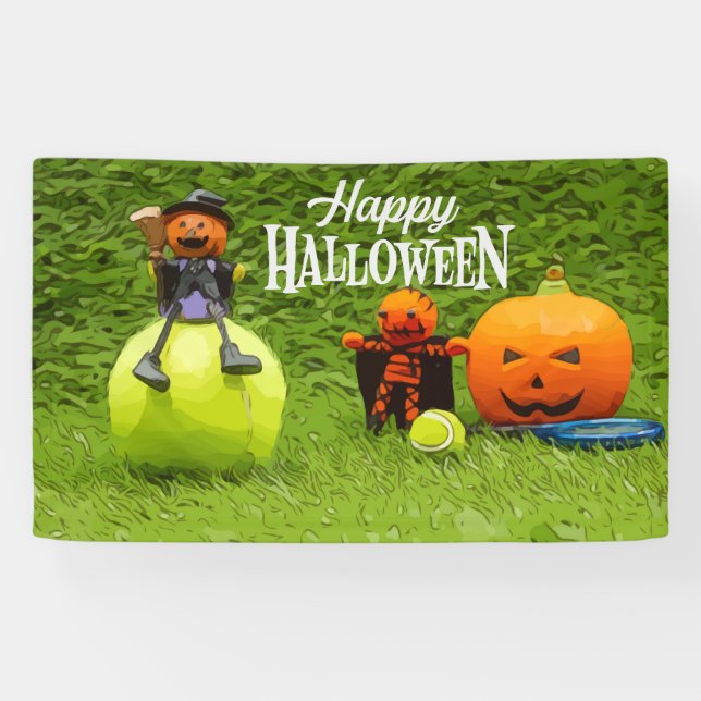 Tennis Halloween-Party mit Geist-Kürbisbanner Banner (Horizontal)