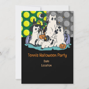 Tennis Halloween-Party mit Tennisball und Gespenst Einladung