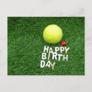 Tennis Happy Birthday mit Liebe Postkarte