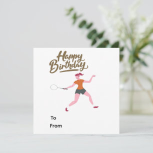 Tennis Happy Birthday mit weiblicher Spielerin auf