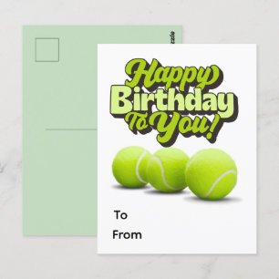 Tennis Happy Geburtstag mit Tennisball Postkarte