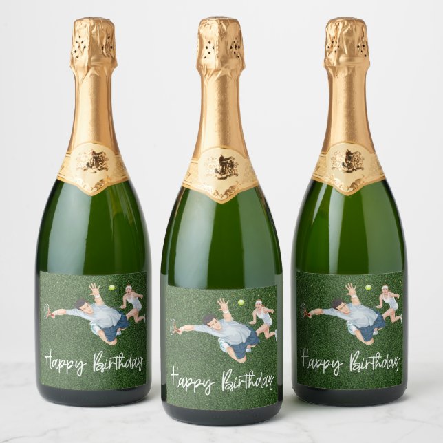 Tennis Happy Geburtstag mit Tennisspielerin (Flaschen)