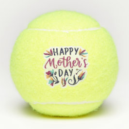 Tennis Happy Mother's Day mit Blume rund um Tennisbälle