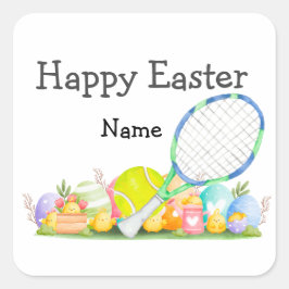 Tennis Happy Oaster for Tennis Player Napkins Quadratischer Aufkleber