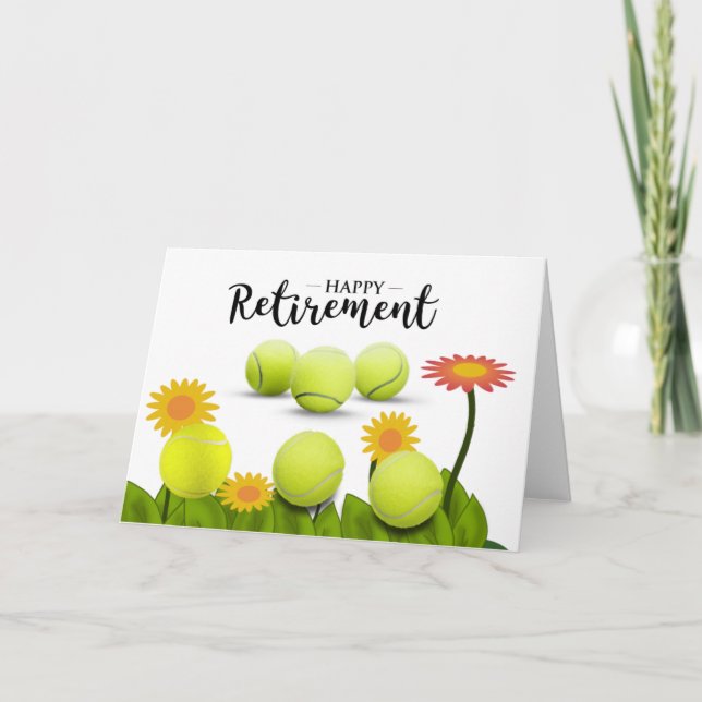 Tennis Happy Pension mit Blume Karte (Vorderseite)
