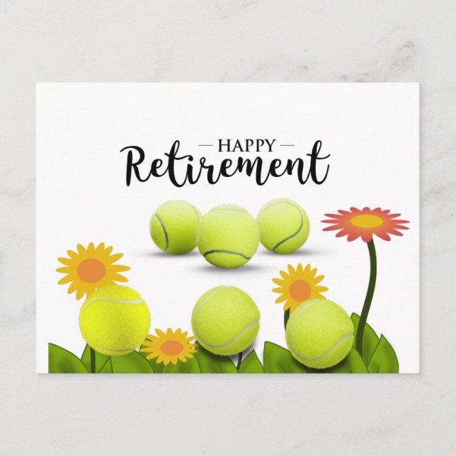 Tennis Happy Pension mit Blume Postkarte (Vorderseite)