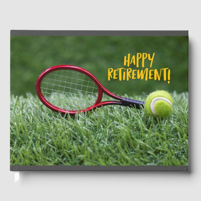 Tennis Happy Rente auf grünem Gras Gästebuch (Vorderseite)