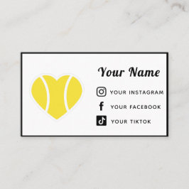 Tennis Heart Liebe Coach Fire Social Media Moderne Visitenkarte