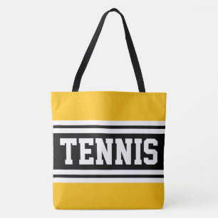 TENNIS Helles Gelb Schwarz Weiß Rennstreifen Tasche