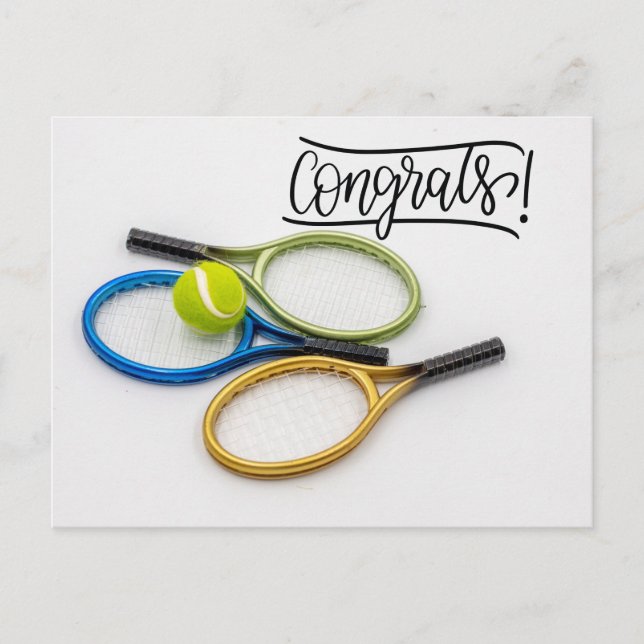 Tennis Herzlichen Glückwunsch an den Spieler Postkarte (Vorderseite)