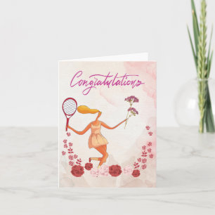 Tennis Herzlichen Glückwunsch an Frau und Blume Karte