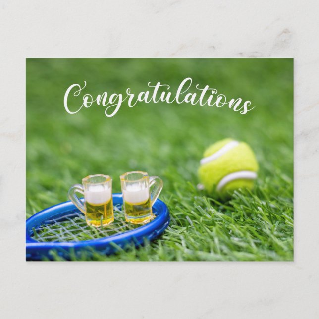 Tennis Herzlichen Glückwunsch Postkarte (Vorderseite)