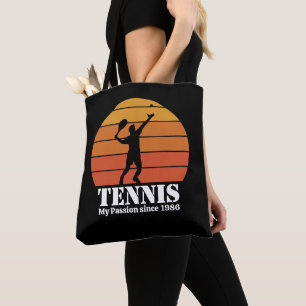 Tennis-Hobby Retro-Sonnenuntergang Personalisieren Tasche
