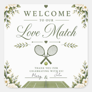 Tennis Hochzeit Danke Quadratischer Aufkleber