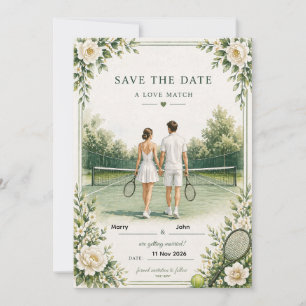 Tennis-Hochzeit Save the Date Eleganter Platz I Einladung