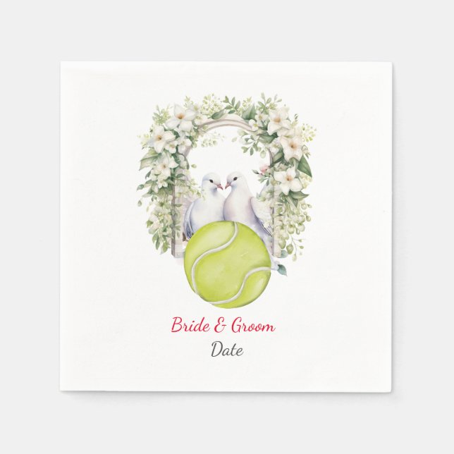 Tennis-Hochzeit Serviette (Vorderseite)