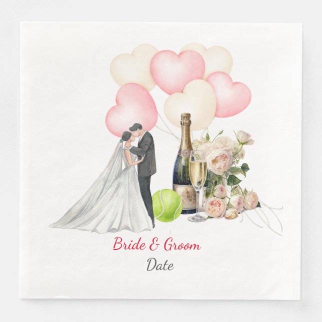 Tennis-Hochzeit Serviette (Vorderseite)