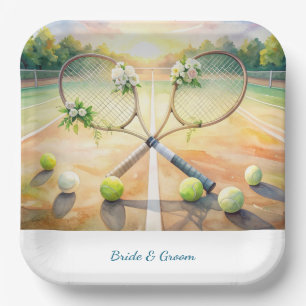Tennis-Hochzeits-Blumen-Schläger Pappteller